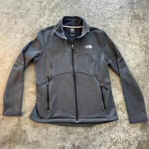 The North Face Agave Fleece Jacket Womens Large L Gray Full Zip Soft Shell Coat